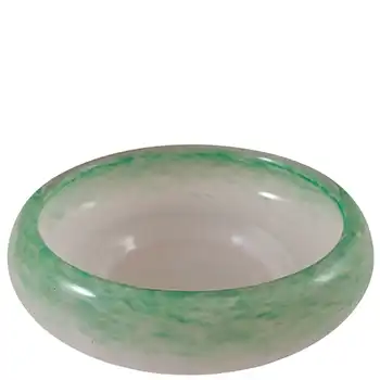 SIGNED Vasart Green Mottled Vintage Glass Bowl B029