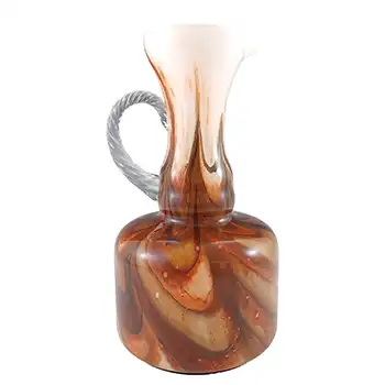 Vetreria Barbieri Opaline Florence Empoli Marbled Brown & Orange Glass Vase