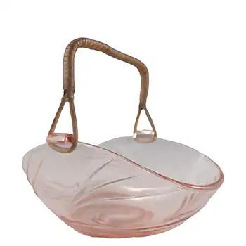Walther & Söhne Art Deco Pink Glass 'Viktoria' Basket Bowl