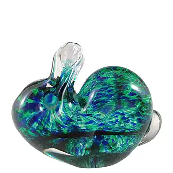 MARKED Wedgwood Speckled Blue & Green Glass Rabbit SG422