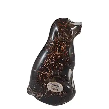 Wedgwood Speckled Brown Glass Seated Dog SG420 - Marked