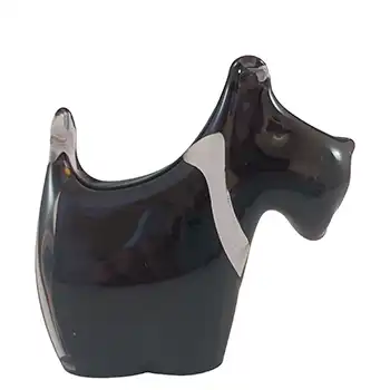 Wedgwood Black Glass Scottie Dog / Terrier Paperweight SG418 - Marked