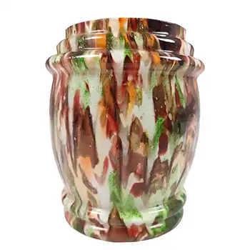 Welz Czech / Bohemian Orange & Green Aventurine Spatter Glass Vase