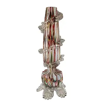 Welz Bohemian Honeycomb Spatter Glass Helter Skelter Vase