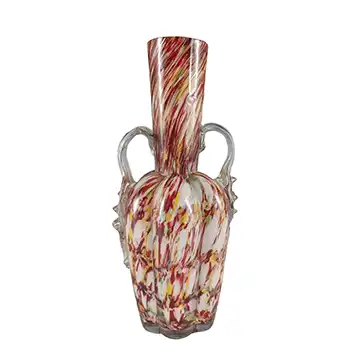 Welz Bohemian Honeycomb Spatter Glass Handled Vase