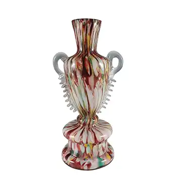 Welz Czech Honeycomb Spatter Glass Trophy Vase