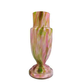 Welz Czech 1900's Pink & Green Aventurine Spatter Glass Vase