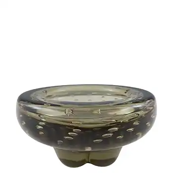 Whitefriars #9294 Twilight Grey Glass Controlled Bubble Lobed Bowl