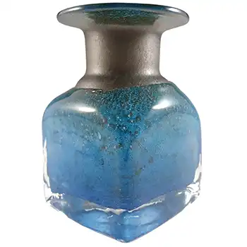 Boda Afors Black & Blue Bubbly Glass Vase by Bertil Vallien