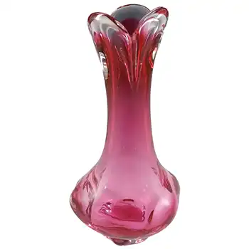 Chřibská Organic Czech Pink & Clear Vintage Glass Vase