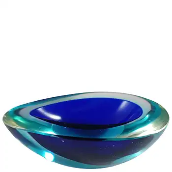 Murano Blue & Turquoise Sommerso Glass Teardrop Geode Bowl