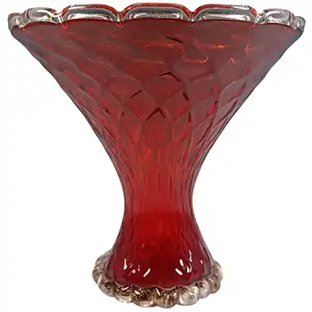 Murano / Venetian Ruby Red Glass & Gold Leaf Vintage Vase