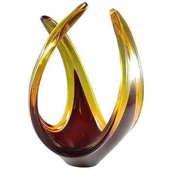 Viartec Spanish Selenium Red & Orange Glass Organic Sculpture