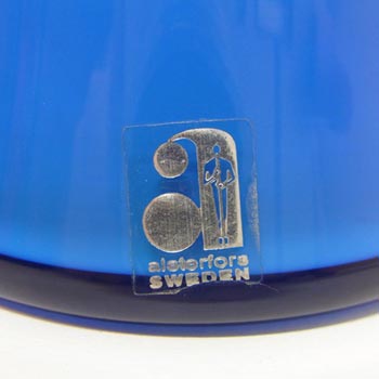 Alsterfors #AV281/20 Swedish Blue Cased Glass Vase - Labelled