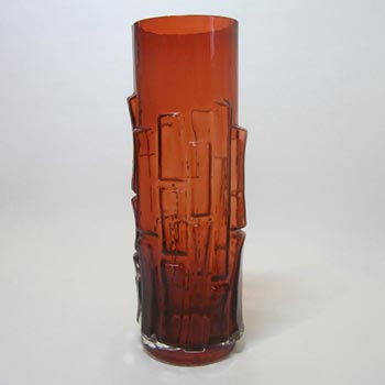 Aseda Swedish Red Glass Bark Vase - Bo Borgstrom B5/832