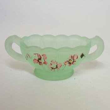 Bagley #3173 Art Deco Painted Green Glass 'Evesham' Bowl