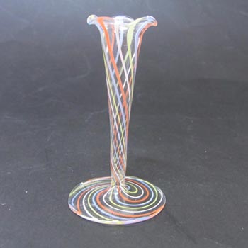 Bimini or Lauscha Multicoloured Striped Lampworked Glass Vase