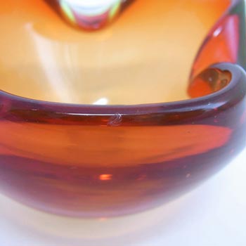 Murano/Sommerso Biomorphic Uranium Red Glass Bowl