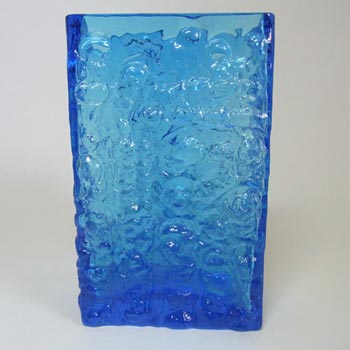 German/Austrian 1970\'s Blue Glass Bark Textured Vase