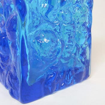 German/Austrian 1970's Blue Glass Bark Textured Vase