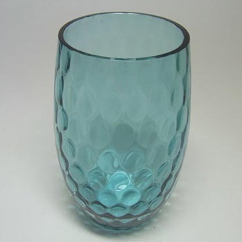 Borske Sklo 1950's Blue Glass Optical Ball Pattern Vase