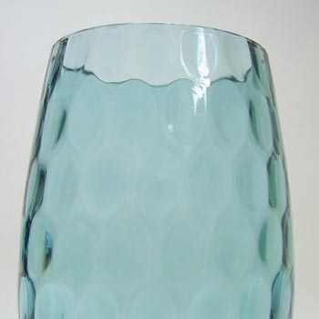 Borske Sklo 1950's Blue Glass Optical Ball Pattern Vase
