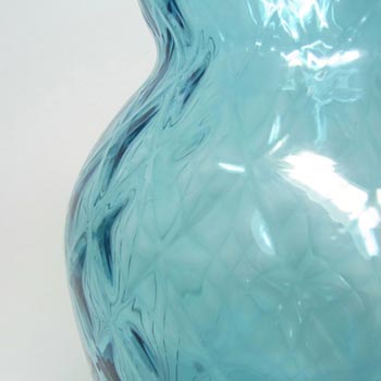 Borske Sklo 6" Blue Bohemian Glass Optical Vase