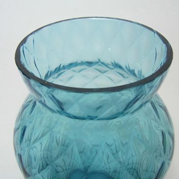 Borske Sklo 6" Blue Bohemian Glass Optical Vase