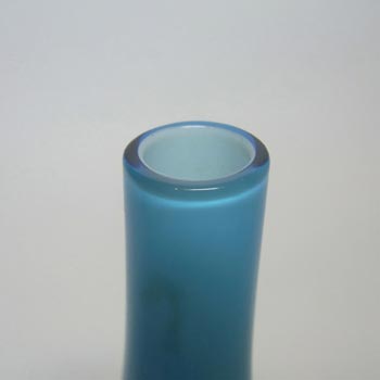 Ekenas Glasbruk Swedish Blue Cased Glass Vase - Labelled