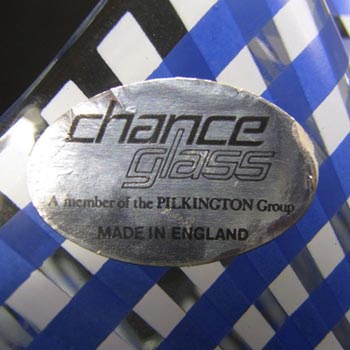 Chance Bros Blue Glass "Gingham" Handkerchief Vase 1977