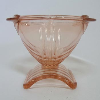Stölzle Czech Art Deco 1930\'s Pink Glass Footed Bowl