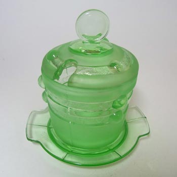 Stölzle #19418 Czech Art Deco 1930's Uranium Green Glass Jar
