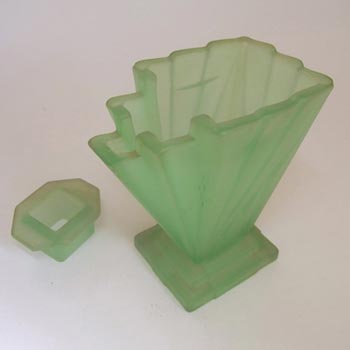 Bagley #334 Art Deco Uranium Green Glass 'Grantham' Side Vase