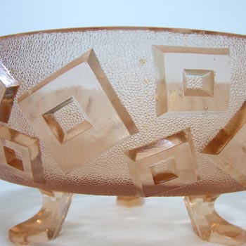 Libochovice Czech Art Deco 1930's Pink Glass Bowl #1442