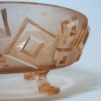 Libochovice Czech Art Deco 1930's Pink Glass Bowl #1442