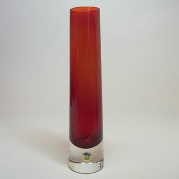 Ekenas Swedish/Scandinavian Red Cased Glass Vase/Label