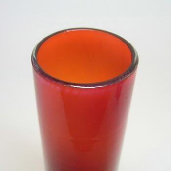 Ekenas Swedish/Scandinavian Red Cased Glass Vase/Label