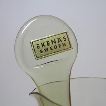 Ekenas Swedish Green Glass Cocktail Carafe - Labelled