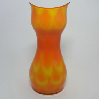 Elme 1970s Scandinavian Orange Cased Glass Peacock Vase