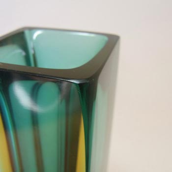 Large Murano/Sommerso Faceted Glass Block Vase
