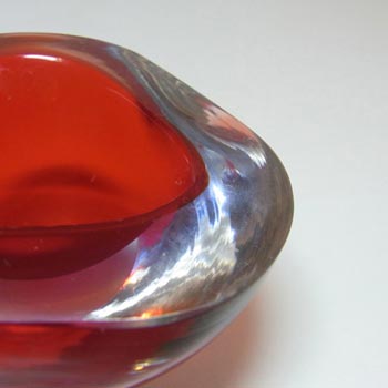 Murano Geode Red & Blue Sommerso Glass Triangle Bowl