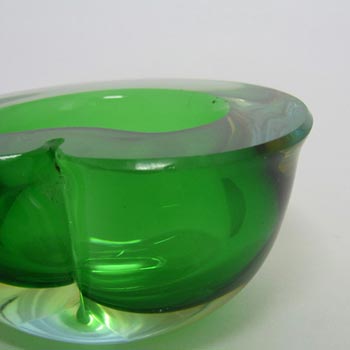 Murano Geode Green & Blue Sommerso Glass Kidney Bowl