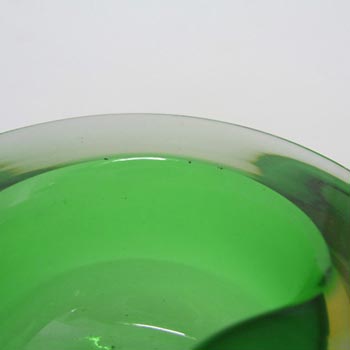 Murano Geode Green & Blue Sommerso Glass Kidney Bowl