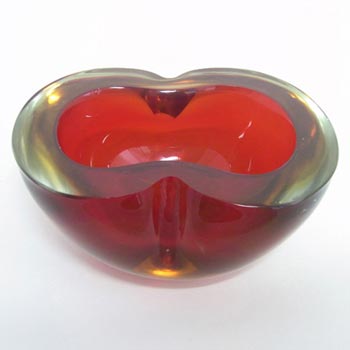 Murano Geode Red & Amber Sommerso Glass Figure Eight Bowl