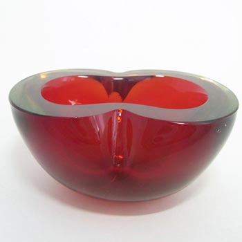 Murano Geode Red & Amber Sommerso Glass Figure Eight Bowl