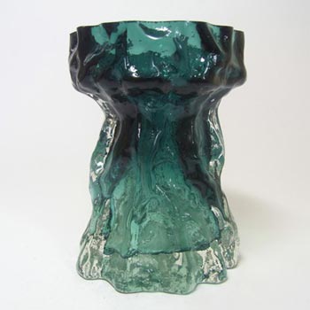 Ingrid/Ingridglas Turquoise 70s Glass Bark Textured Vase