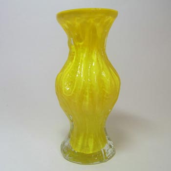 Ingrid/Ingridglas 1970's Yellow Glass Bark Textured Vase