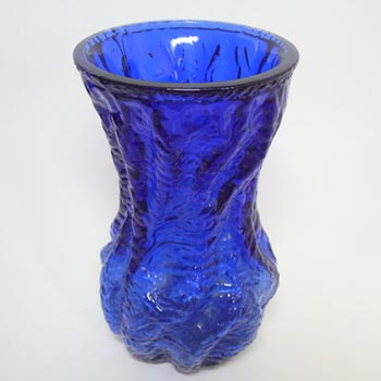 Ingrid/Ingridglas 1970's Blue Glass Bark Textured Vase