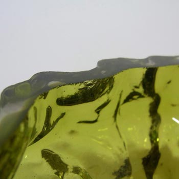 Ingrid/Ingridglas 1970s Green Glass Bark Textured Vase
