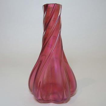 Art Nouveau 1900's Iridescent Pink Glass Antique Vase